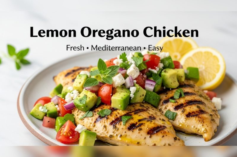 Lemon Oregano Chicken with Avocado Greek Salsa | Mediterranean Dinner