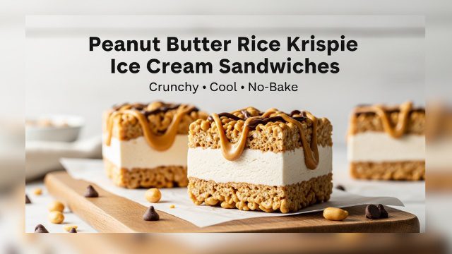 Peanut Butter Rice Krispie Ice Cream Sandwiches | No-Bake Summer Treat