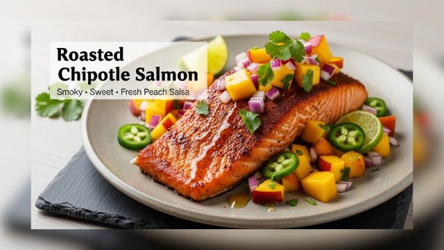 Roasted Chipotle Salmon with Fresh Peach Salsa | Sweet & Spicy Dinner