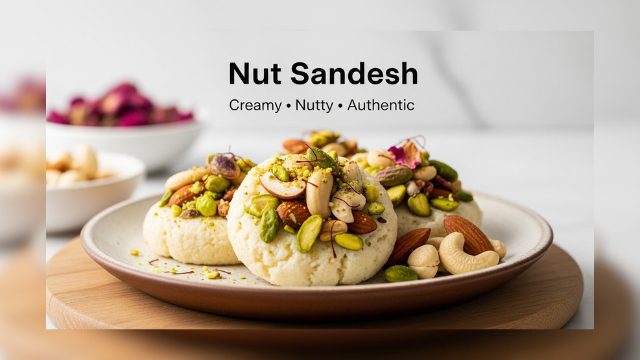 Nut Sandesh Recipe | Traditional Bengali Sweet with a Crunchy Twist