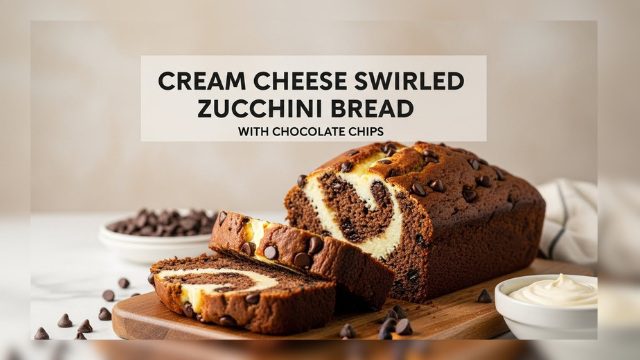 Cream Cheese Swirled Chocolate Chip Zucchini Bread | Moist & Decadent