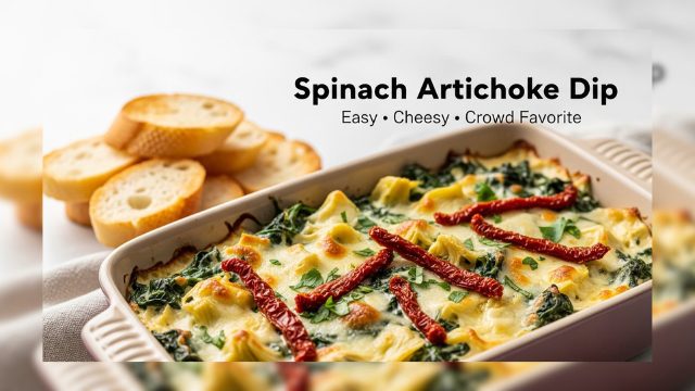 Easy Spinach Artichoke Sun-Dried Tomato Dip | Creamy Tuscan Appetizer