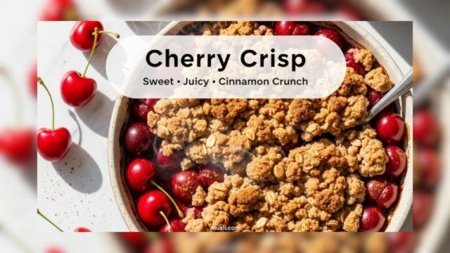 Fresh Cherry Crisp with Cinnamon Crunch Topping