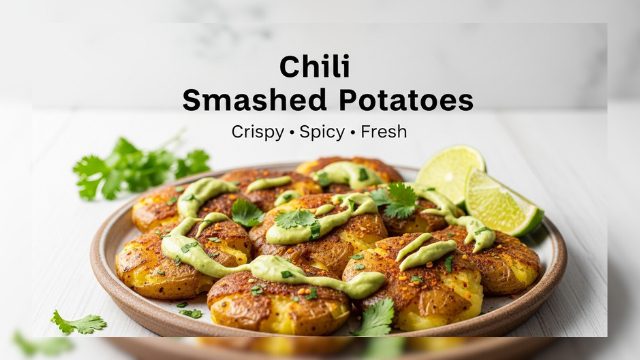 Crispy Chili Smashed Potatoes | Avocado Chimichurri Recipe
