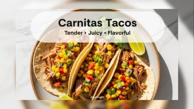 Slow cooker carnitas tacos with Mexican corn salsa