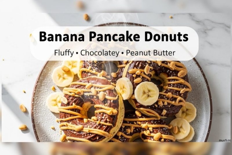 Banana Pancake Donuts with Chocolate Peanut Butter