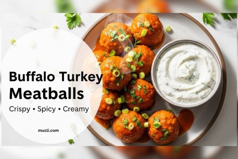 Buffalo Turkey Meatballs with Ranch Dip