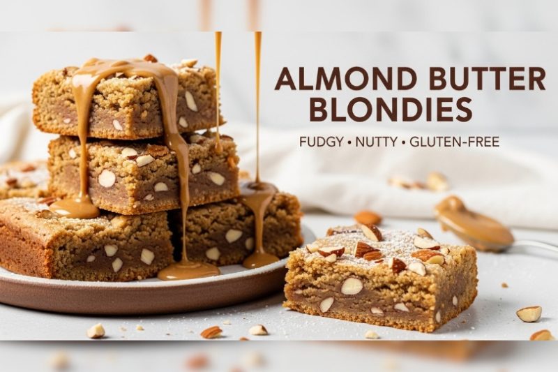Fudgy Almond Butter Blondies | Flourless & Dairy-Free Option