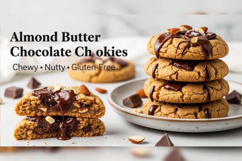 Flourless Chocolate Chunk Almond Butter Cookies | Chewy & Salty