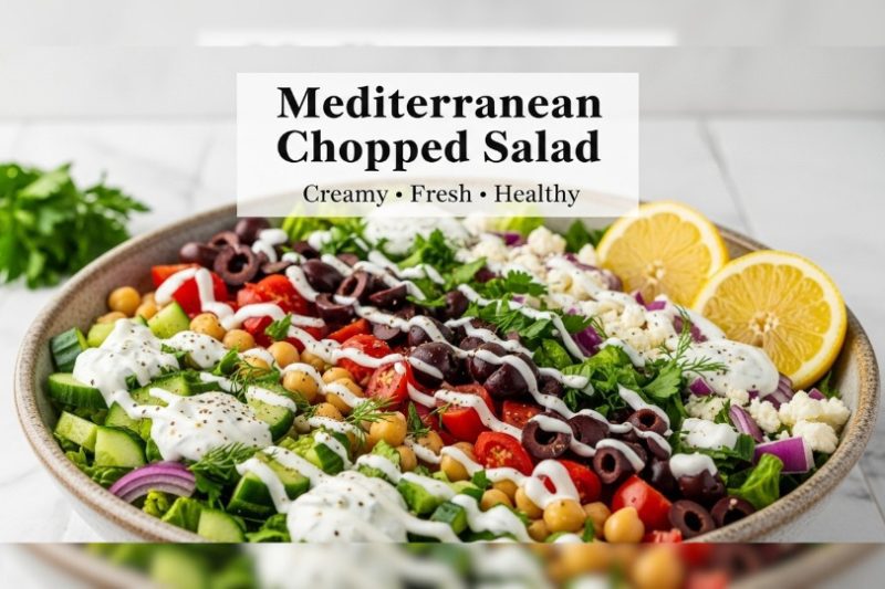 Mediterranean Chopped Salad with Creamy Tzatziki Dressing