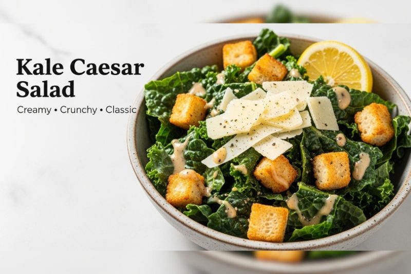 Kale Caesar Salad with Homemade Sourdough Croutons