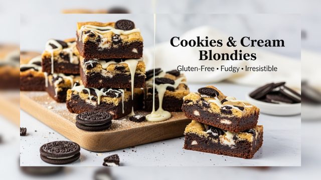 Gluten-Free Cookies & Cream Oreo Blondies | Easy Dessert
