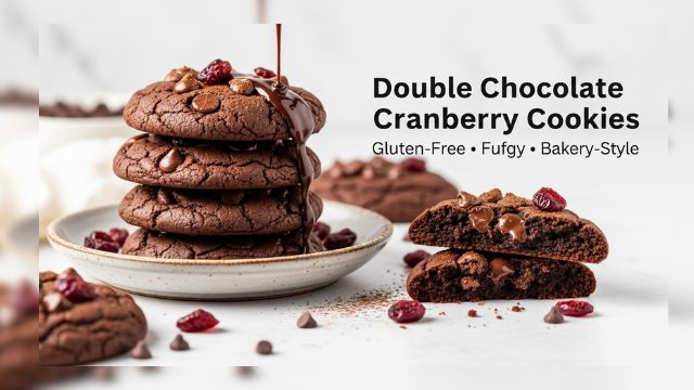 Gluten-Free Double Chocolate Chip Cranberry Cookies | Fudgy & Tart