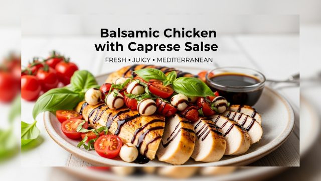 Baked Balsamic Chicken Breasts with Caprese Salsa | Healthy Dinner