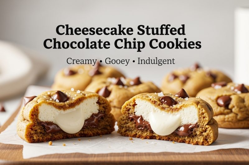 Cheesecake Stuffed Chocolate Chip Cookies | Decadent Gooey Recipe