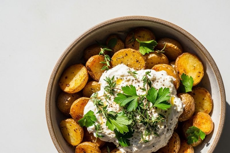 Crispy Herbed Potatoes with Lemon Whipped Feta | Gourmet Side Dish