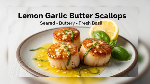 Pan Seared Scallops with Lemon Basil Garlic Butter – 10 Min Recipe