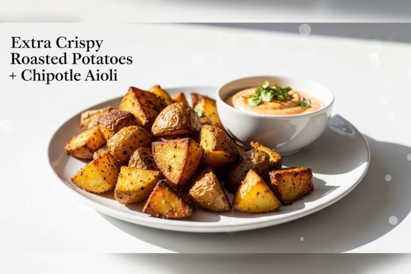 Crispy Roasted Potatoes with Chipotle Aioli (Extra Crunchy Oven Recipe)
