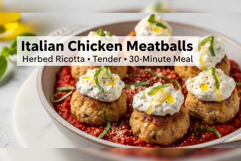 Italian Chicken Meatballs with Herbed Ricotta – Juicy & Light