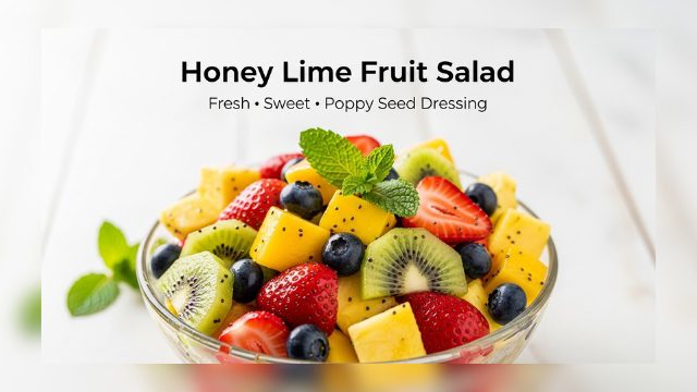 Fresh Fruit Salad with Honey Lime Poppy Seed Dressing