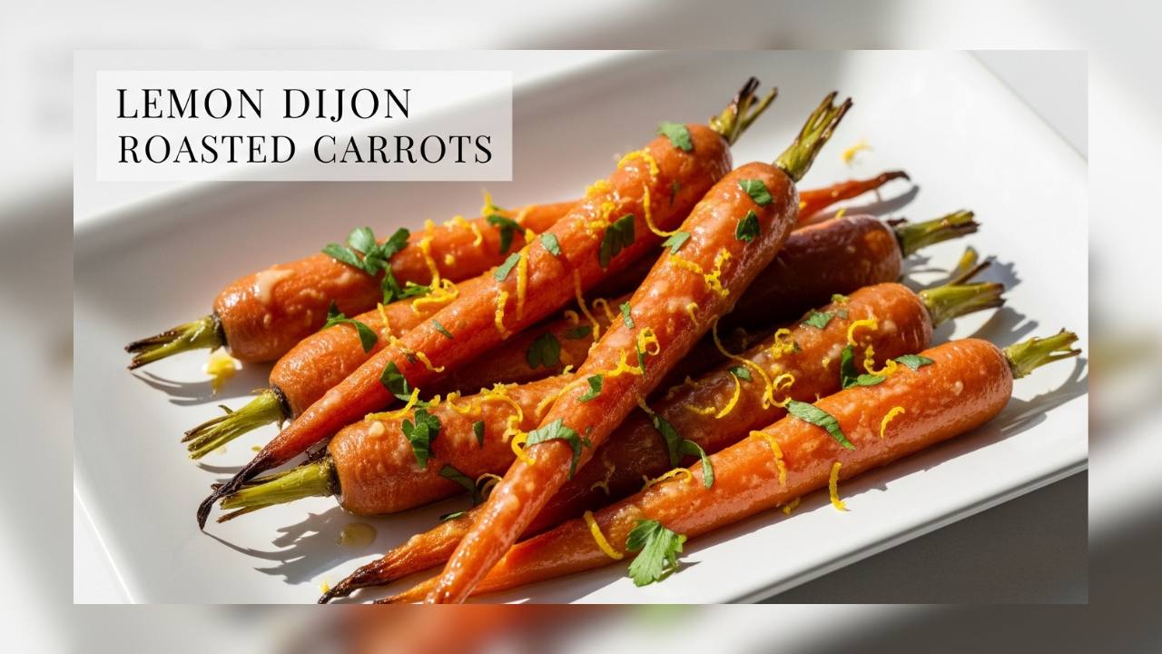 Lemon Dijon roasted carrots with caramelized edges and fresh parsley