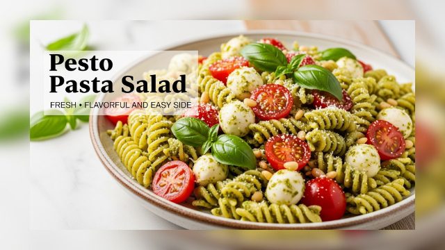 Creamy Pesto Pasta Salad with Mozzarella & Tomatoes | 15-Minute Recipe
