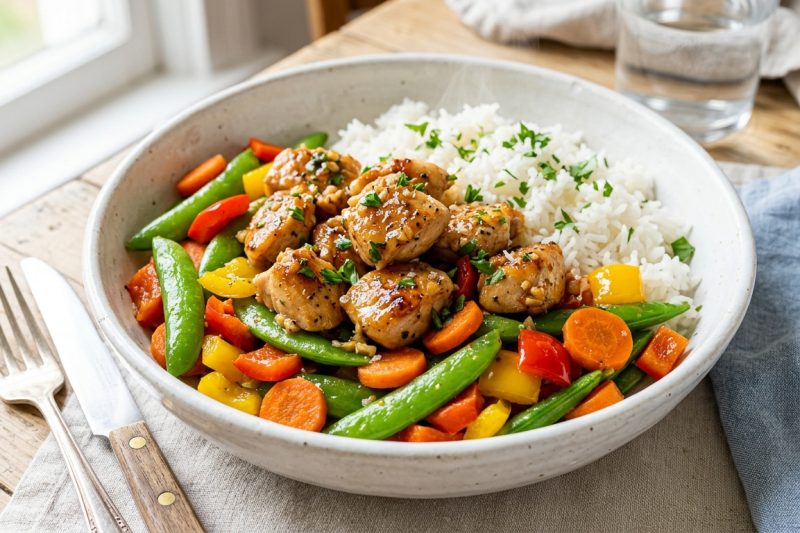 Epic Garlic Butter Chicken with Veggie Medley & Fluffy Rice