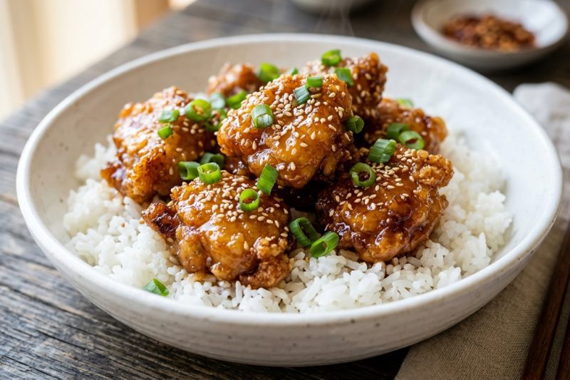 Ultimate Honey Garlic Chicken with Steamed Rice
