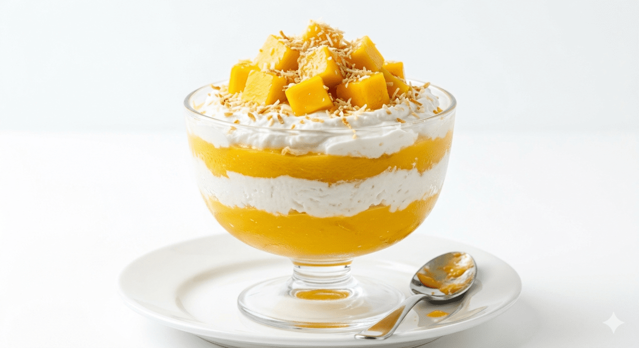 Discover the ultimate mango coconut cream dessert. A dairy-free, sugar-free, and refreshing tropical treat that is perfect for a healthy summer lifestyle.