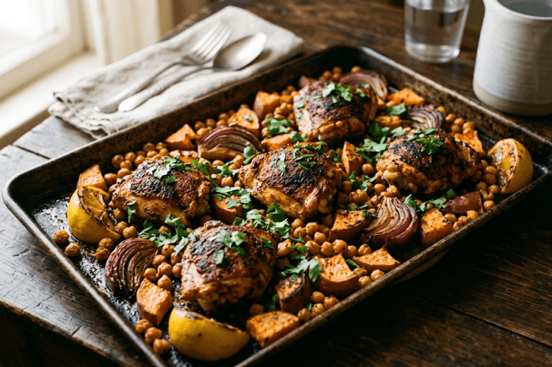 Sheet Pan Harissa Chicken – Easy One Pan Dinner Ready in 35 Minutes