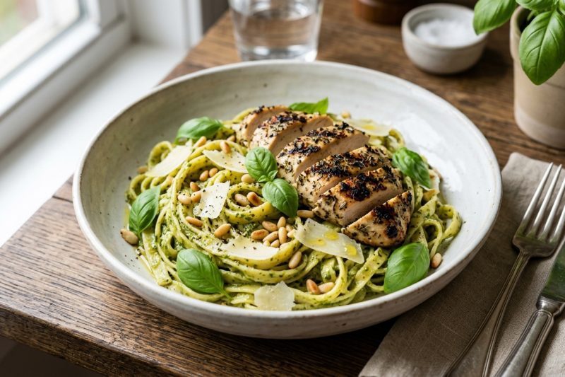 Loaded Herb Grilled Chicken with Creamy Pesto Pasta