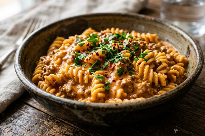 High Protein Creamy Beef Pasta Recipe | 30-Minute Dinner