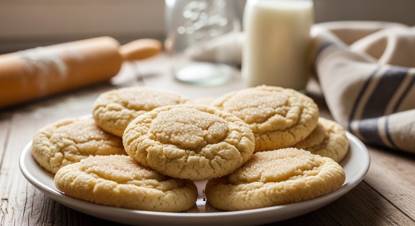 Soft homemade sugar cookies with sparkling sugar on top