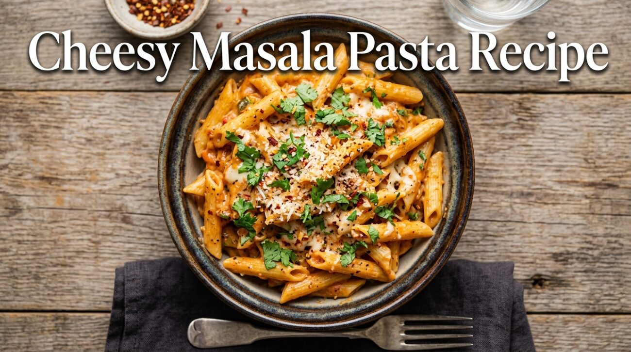 Cheesy Masala Pasta — Blogging / Content Recipe