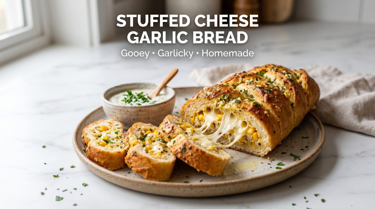 Stuffed Cheese Garlic Bread Recipe | Easy Homemade