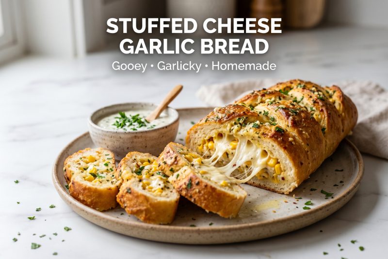 Stuffed Cheese Garlic Bread Recipe | Easy Homemade