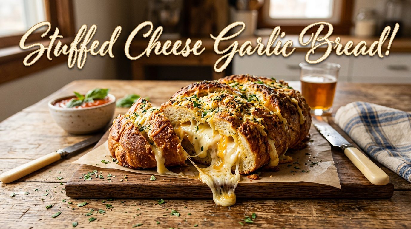 Discover the ultimate Stuffed Cheese Garlic Bread recipe that will tantalize your taste buds! Perfect for any occasion.
