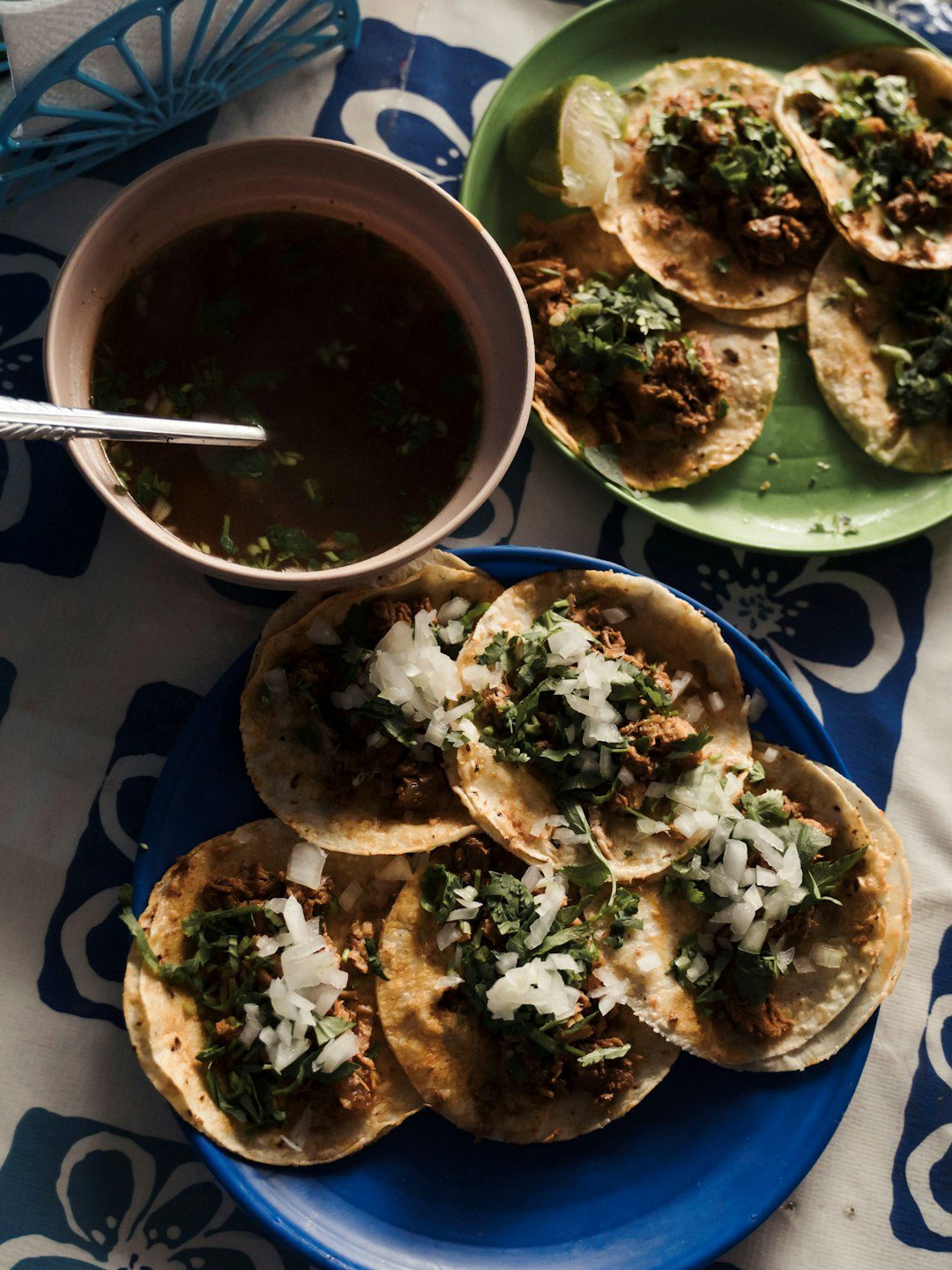 Plate of authentic chilaquiles with salsa verde garnished with fresh cilantro and cheese