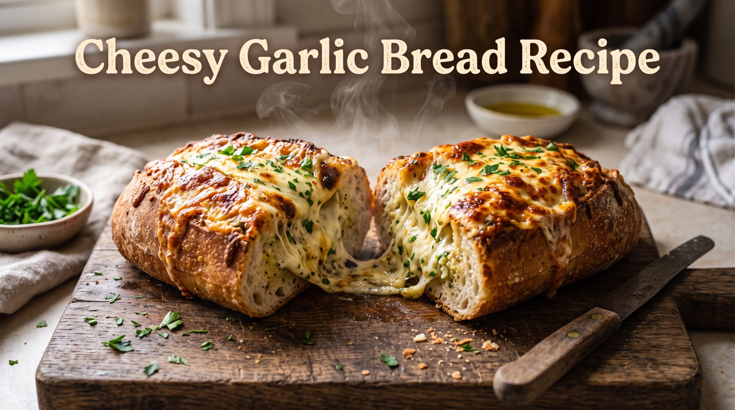 Cheesy Garlic Bread Recipe (Homemade, 25 Minutes)