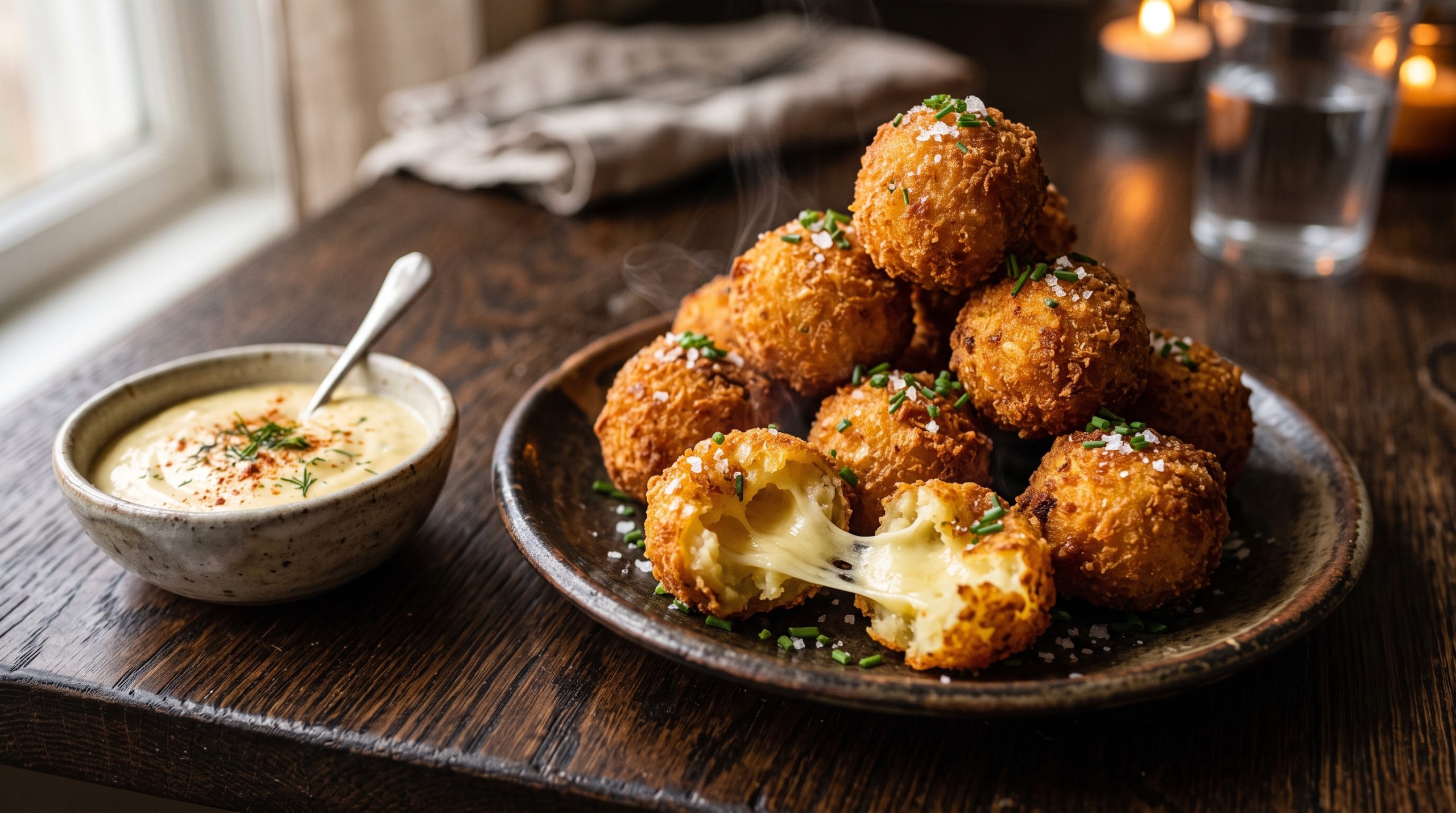 Crispy cheese-stuffed potato balls with a golden panko crust and a gooey mozzarella center. An easy, shareable snack ready in 45 minutes.