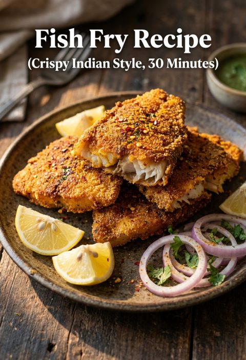 Fish fry recipe with a crispy spiced semolina crust and tender, flaky fish inside. An easy Indian-style fried fish ready in 30 minutes.