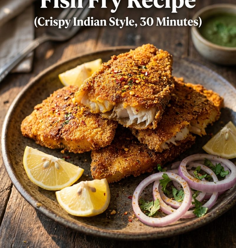 Fish fry recipe with a crispy spiced semolina crust and tender, flaky fish inside. An easy Indian-style fried fish ready in 30 minutes.