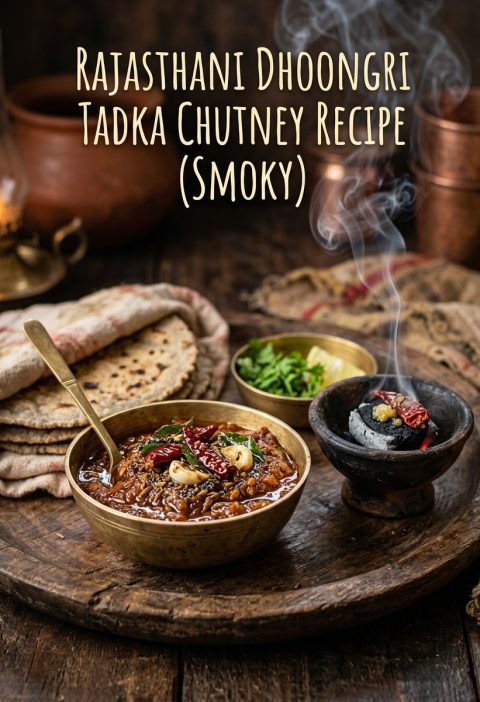 Rajasthani dhoongri tadka chutney with a smoky garlic tempering infused using the traditional dhungar method. A bold, aromatic chutney ready in 20 minutes.