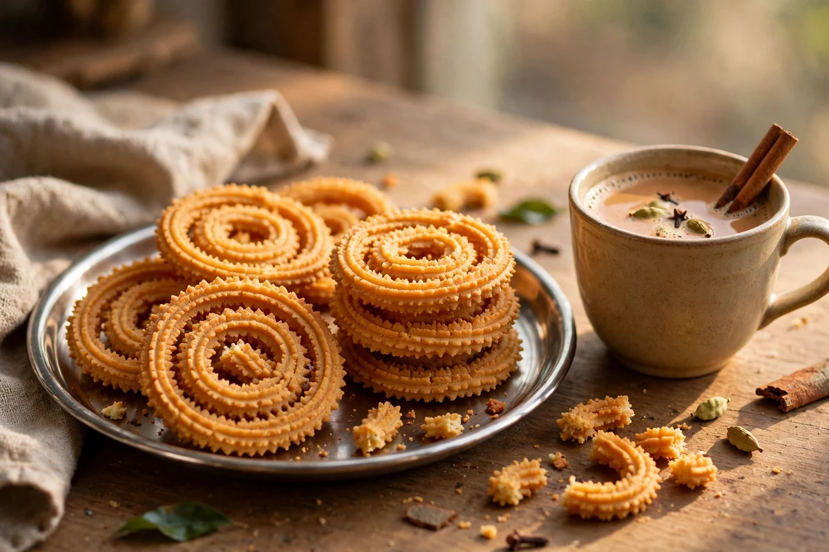 Chakli served with masala chai