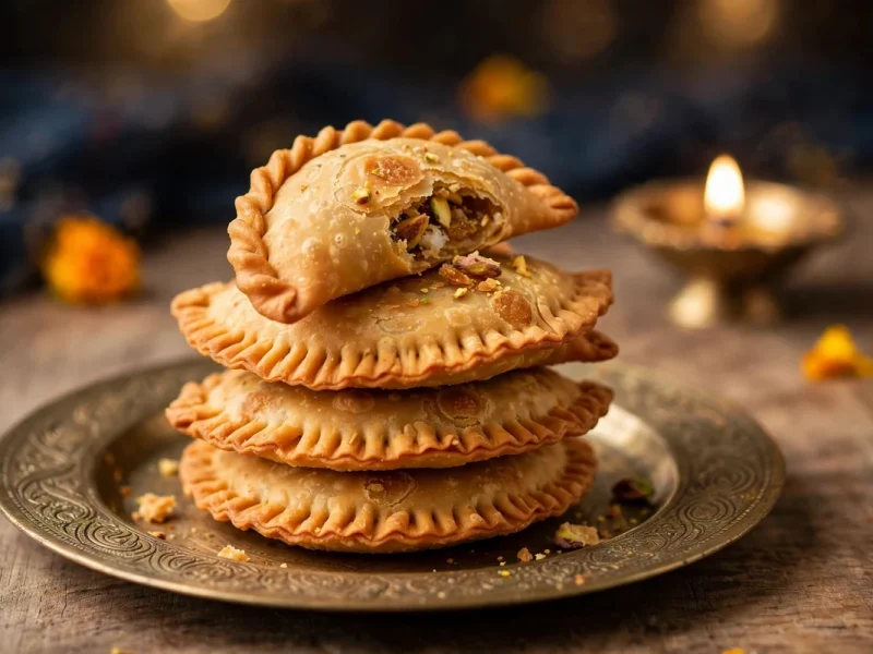 Gujiya Recipe — Crisp Half-Moons with Khoya & Coconut Filling